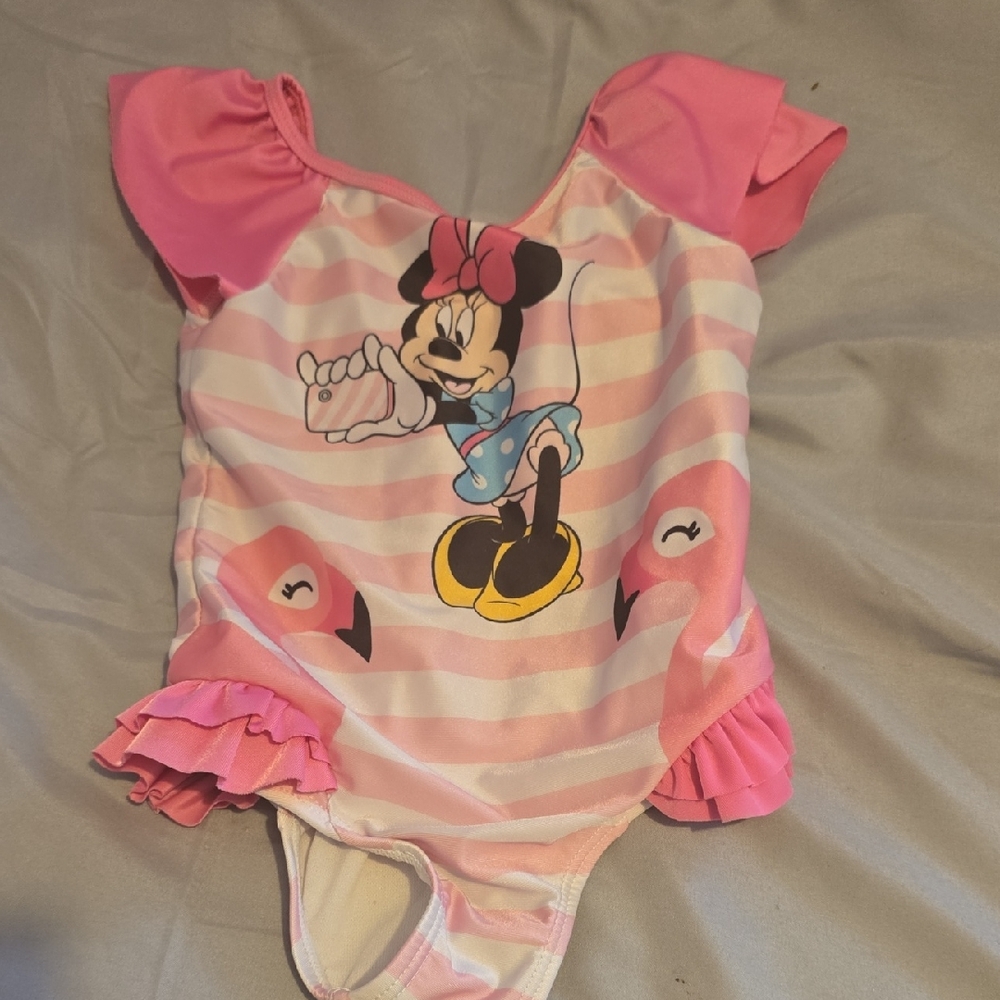 Disney Pink and White Striped Minnie Mouse Bodysuit